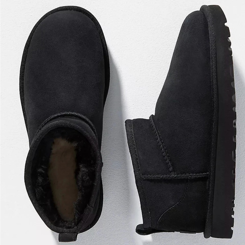 UGG Classic Ultra Mini Black Boots Size 6 Worn Once!